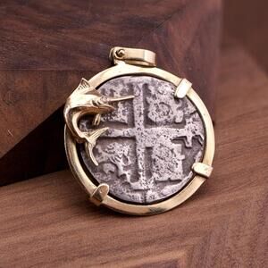 Atocha Silver Coin and 14k Swordfish with 14k Setting-Made from Atocha Silver